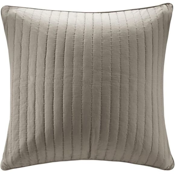 INK+IVY Pillow Euro Sham, 26"x26", Quilted Taupe - Picture 1 of 6